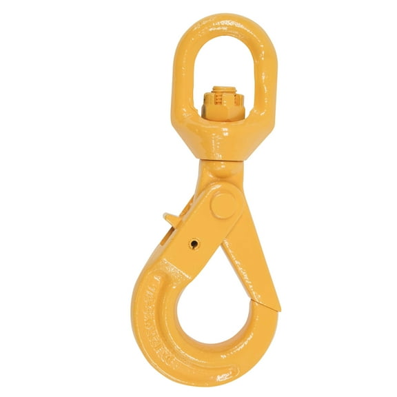 Mytee Products 1/2'' Self Locking Swivel Hook Grade 80 - 12000 LBS Working Load Limit - Yellow Painted Forged Steel Swivel Lifting Hook