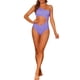thumbnail image 2 of INSPIRAR CHIC Traje de baño de una pieza para mujer, con un solo hombro, corte asimétrico en la cintura, tejido acanalado, bañador monokini, tamaño X-Small, color púrpura claro, 2 of 5