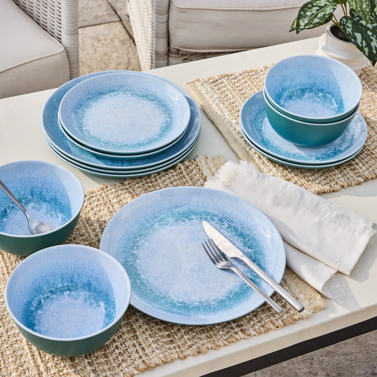 Better Homes & Gardens Reactive Blue 12-Piece Bamboo Melamine