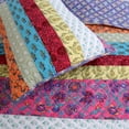 thumbnail image 4 of Stripe Quilt Set 3Pcs Multicolor Bedding Set Bedroom Quilt Bed 100% Cotton Full/Queen Size, 4 of 4