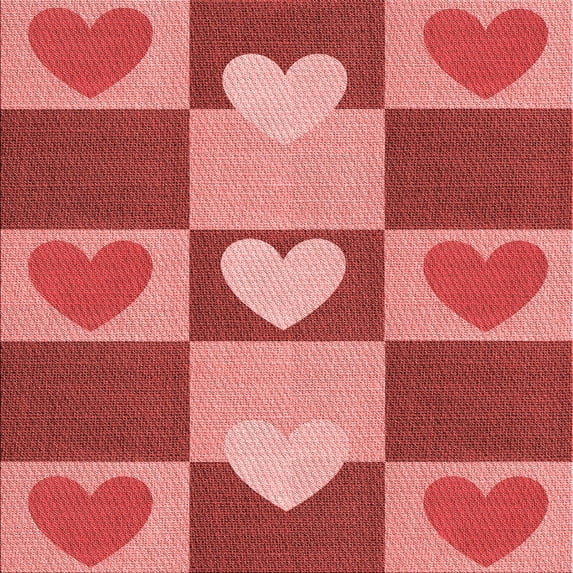 Ahgly Company Indoor Square Patterned Love Red Area Rugs, 8' Square