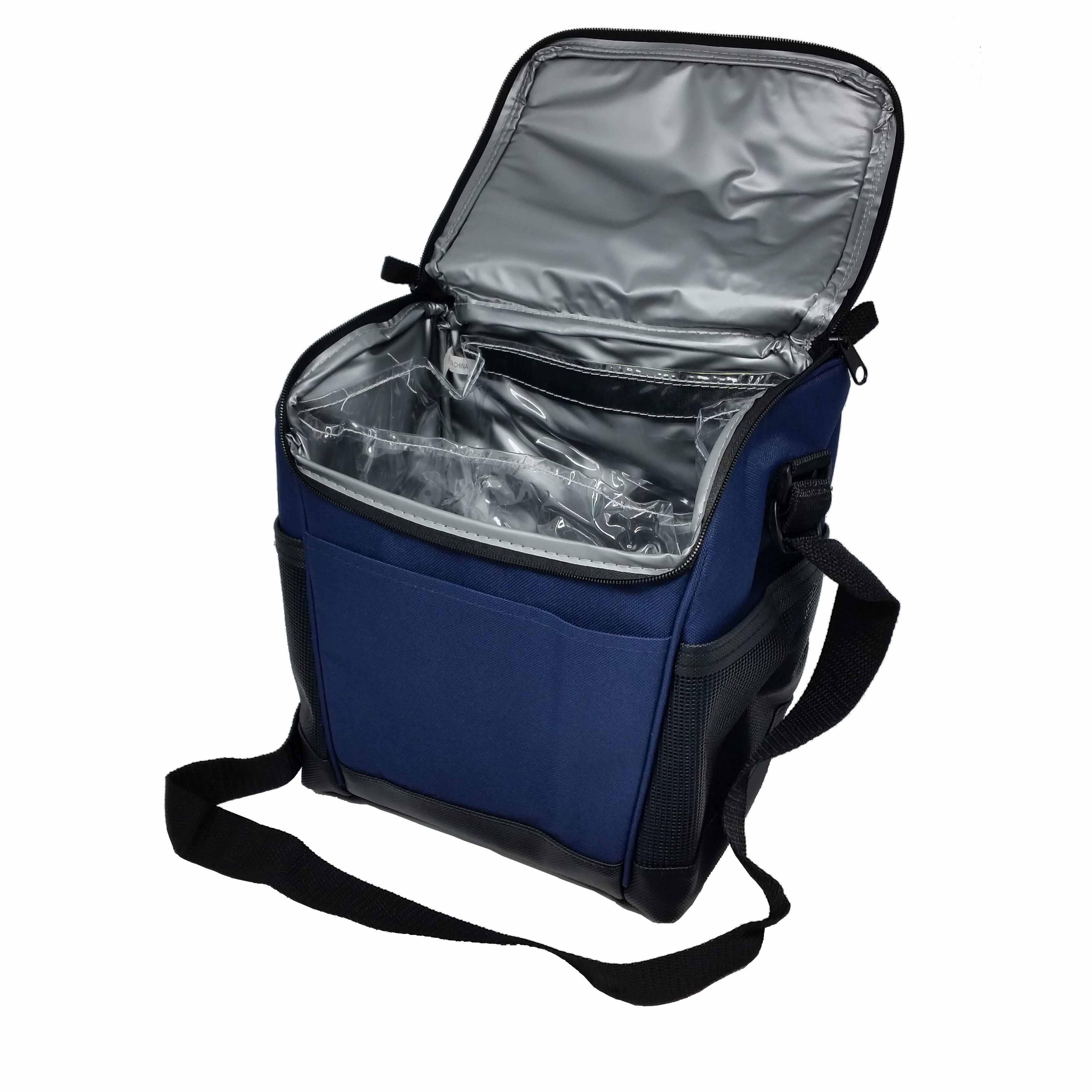 silver lunch box with bag