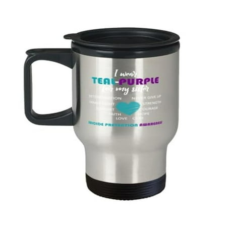 

Hope Travel Mug - Teal & Purple Sister Gift for Suicide Prevention Awareness 14oz