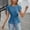 #504-Navy, variant on Women's Blouse, Bodycon Waist Cinching Round Neck T-Shirt Top, Soft Casual Shirt for Office and Daily Wear