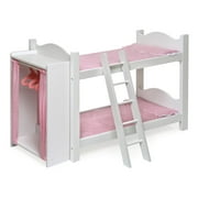 Badger Basket Doll Armoire Bunk Bed with Ladder - White/Pink - Fits American Girl, My Life As & Most 18 inch Dolls