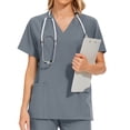 thumbnail image 4 of Ropa de trabajo informal de verano para mujer, doctora, clínica de belleza, enfermera, pantalones de manga corta, traje esmerilado, 4 of 6