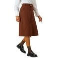 thumbnail image 4 of INSPIRE CHIC Women's Skirt High Elastic Waist A-Line Belted Fall Winter Midi Corduroy Skirt XL Brown, 4 of 6
