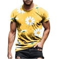 thumbnail image 2 of DPTALR T-Shirt à Manches Courtes pour Hommes, Col Rond, Impression Numérique 3D Fleur, Pull de Sport Entraînement Physique, 2 of 5