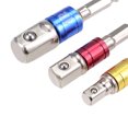 thumbnail image 3 of Juego de adaptadores de enchufe de extensión de impacto de 6 piezas de 1/4", 3/8", 1/2", punta hexagonal de 1/4" para taladros eléctricos (plata), 3 of 4
