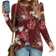 thumbnail image 2 of XFLWAM Women's Turndown Collar Sweatshirts Solid Color Long Sleeve Button Up Polo Pullover Top Blouses Wine Red M, 2 of 7