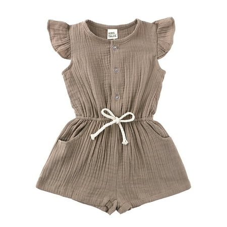 

Larisalt Jumpsuits For Toddler Girls Baby Girls Baby Organic Cotton Gauze Overall Jumpsuit Khaki