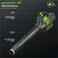 thumbnail image 3 of Greenworks 60V 450 CFM at 125 Mph Cordless Leaf Blower with 2.0Ah Battery & Charger 2414402, 3 of 15