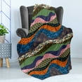 thumbnail image 4 of East Soft Flannel Fleece Throw Blanket, Far Eastern Patchwork with Flowers Floral Pattern in Oriental Style Print, Cozy Plush for Indoor and Outdoor Use, 50" x 70", Multicolor, by Ambesonne, 4 of 5