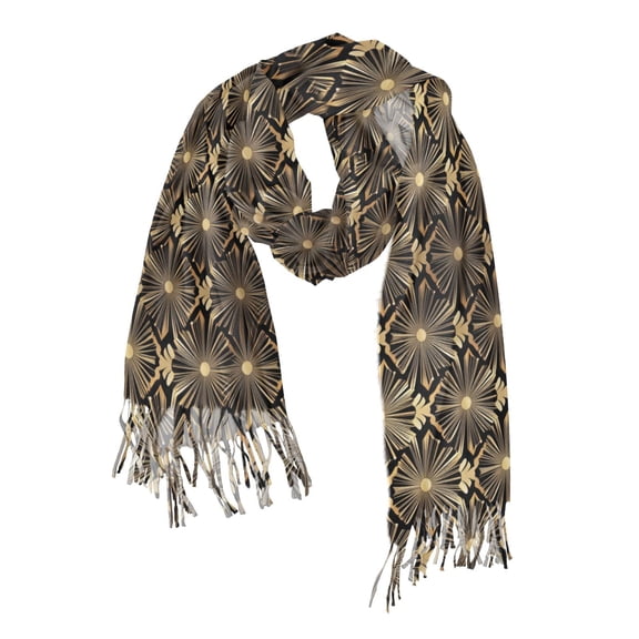 FORMRS Womens Scarf Winter Soft Long Big Warm Shawls Wrap Tassel Scarves, Black Floral Pattern
