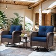 thumbnail image 4 of Meetleisure 3-Piece Outdoor Bistro Sets, Patio Wickier Chairs with Side Table and Thick Cushions,Dark Blue, 4 of 9