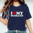 thumbnail image 3 of Fesfesfes T Shirt Pack I love my husband Womens Work Tops Girls Short Sleeve Out Blouse Valentine's Day Letter Print Gift Shirt T-Shirt Tops Womens Turtleneck Bodysuit 6(M), 3 of 7
