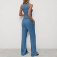 thumbnail image 4 of Elastic Waist Blouse And Pants Set, Women's Solid Sleeveless Tops And Lounge Pants, Casual Two Piece Outfit, Summer Work Office Wear, Professional Style Gifts for Women | Sopatenor,Light Blue XL, 4 of 8