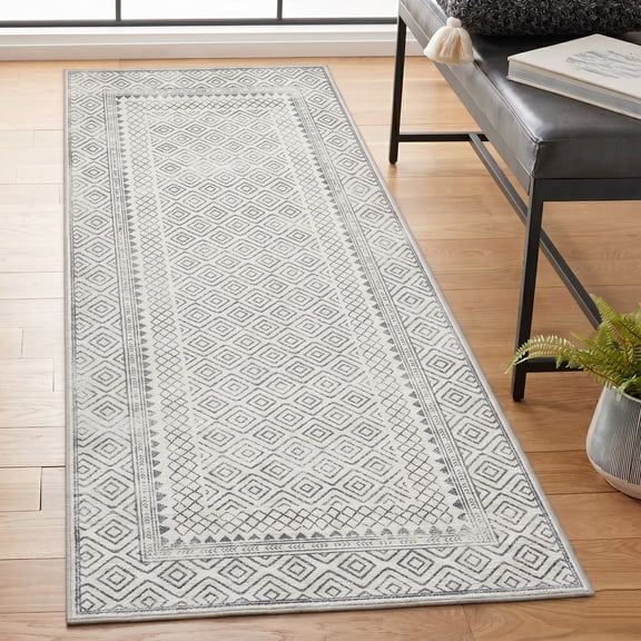 ReaLife Machine Washable Area Rug Runner - Living Room Bedroom Bathroom Kitchen Entryway Office - Padded Low Pile Stain Resistant Premium - Boho Farmhouse Vintage - Aria - Ivory 2'6" x 6'