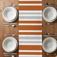thumbnail image 6 of Burnt Orange Grey Stripe Table Runner - 60 Inch Long, Kitchen Dining Table Runner Dresser Scarves, Farmhouse Minimalist Striped Farmhouse Decor for Coffee Tables Wedding Party Banquet, 6 of 8