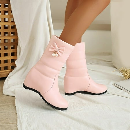 

Gubotare Womens Boots Mid Calf Women s Cowboy Boots Pull On Cowgirl Boots Stacked Heel Cowgirl Knee Boots (Pink 8.5)