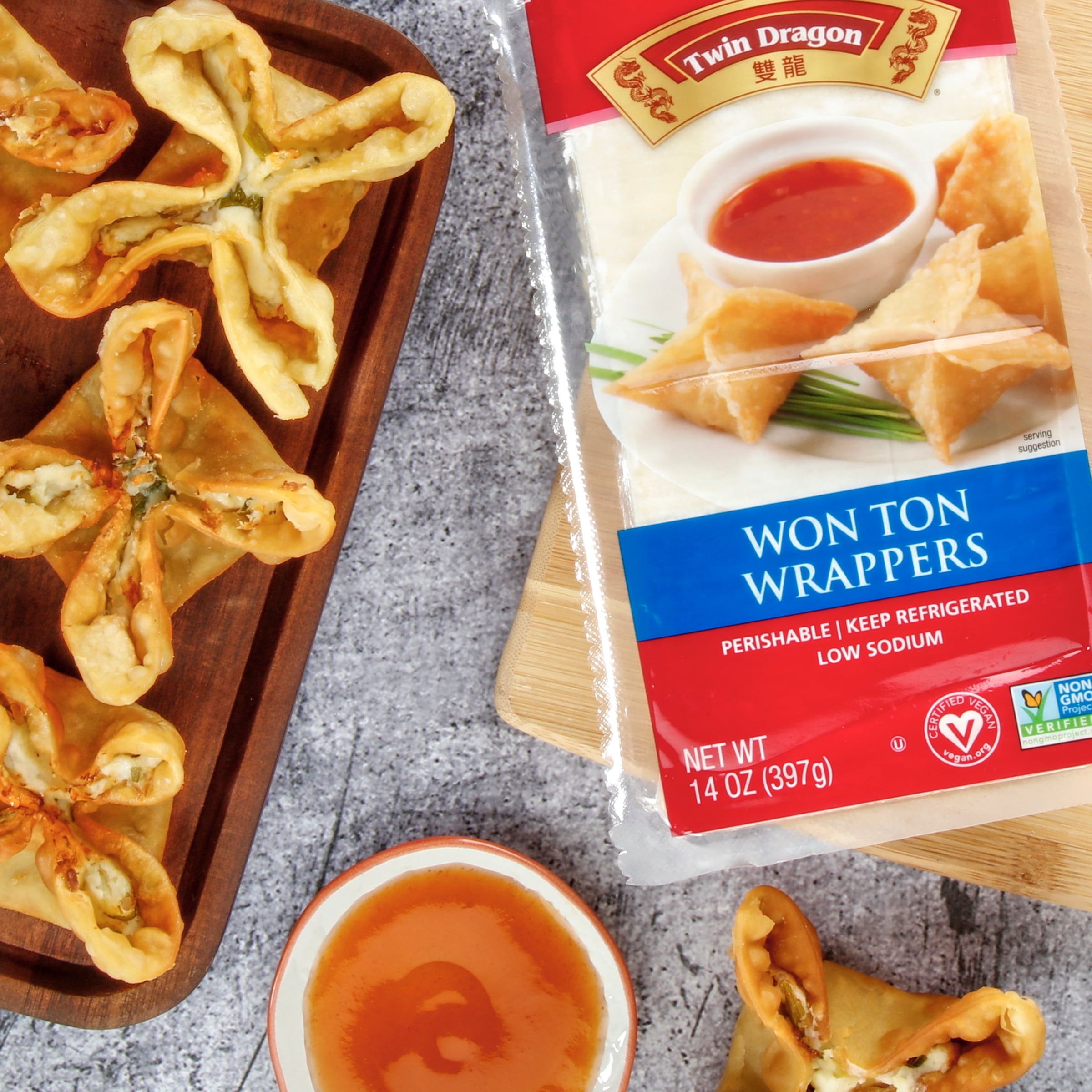 Twin Dragon Refrigerated Plant-Based Wonton Wraps, 14 oz