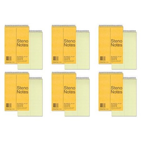 National Brand Brown Board Cover Steno Notebook, Gregg, Green Paper, 6 x 9 Inches, 60 Sheets (36646), 6 Packs