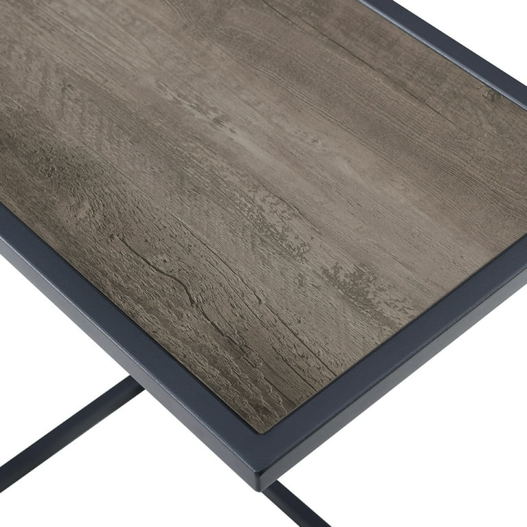 Walker Edison Modern Wood and Metal C-Shaped End Table