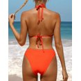 thumbnail image 6 of Charmo Women Ribbed Triangle Bikini Swimsuit Halter Two Piece Bathing Suit, 6 of 7
