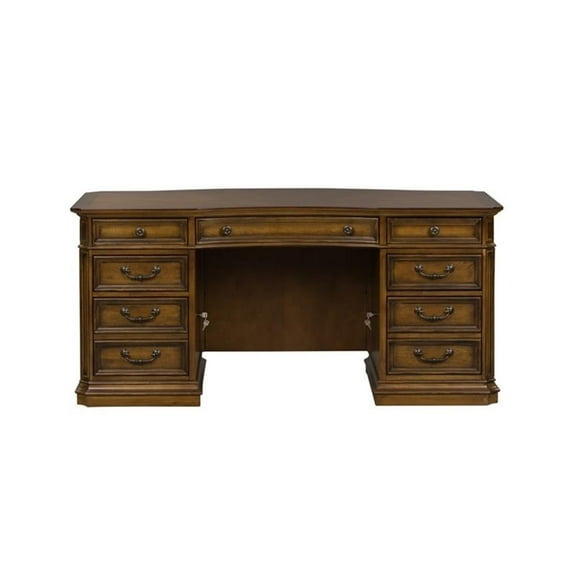 Bowery Hill Traditional Wood Medium Brown Junior Executive Desk