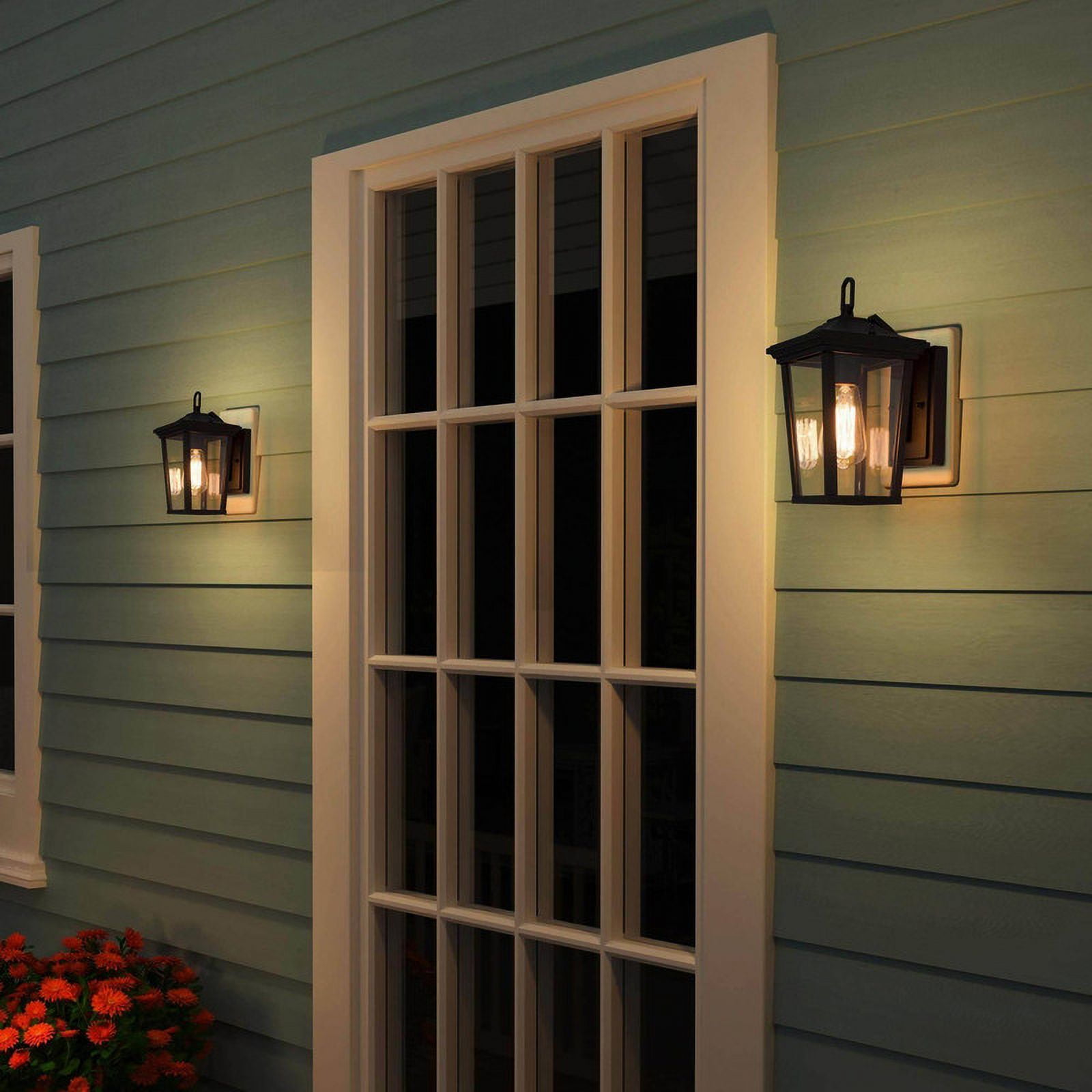 LNC 1-Light Modern Farmhouse Black Clear Glass Outdoor Wall Sconce for Outdoor Location