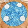 thumbnail image 2 of Blue White Tie Dye Swirl Pattern Round Fitted Tablecloth with Elastic Edge,Dining Table Cover Waterproof,Outdoor Round Tablecloth for Camping,Dining,Indoor and Outdoor, 2 of 7