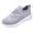 Gray, variant on Slip On Walking Sneakers For Women Breathable Fly Knit Mesh Lace Up Ribbed Collar Round Toe Curved Layered Platform Sole Sport Shoe Footwear