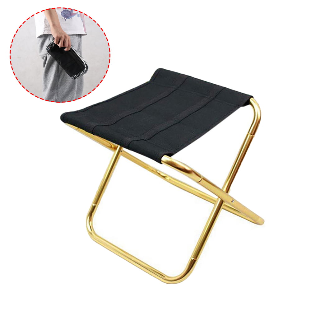 Foldable Outdoor Chairs for Hiking Garden and Beach Portable Folding Camp Chair 2pcs Mini Camp Stool Silvery-Black and Gold- Black Oxford Cloth with Carry Bag Lightweight Camping Stool 
