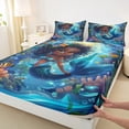 thumbnail image 3 of Manfei Black Girl Mermaid Bed Sheets,Ocean Animal King Sheets,Sealife Goldfish Sheet Set For Kids,Luxury Bedroom Decor,4pcs, 3 of 7