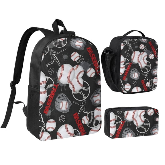 Baseball Backpack Set 3pc ，Backpack with Lunch Bag and Bag 17 Inch