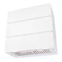 Akicon 30" Stainless Steel Range Hood, 3 Stacks Modern Box Ducted Kitchen Hood with Powerful Vent Motor, Wall Mount, 30"W*30"H*14"D, Signal White