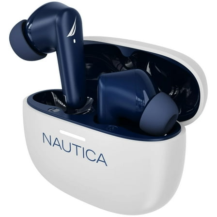 Nautica URBAN T220 Plus True Wireless Bluetooth Stereo Earbuds with Charging Case - White Navy Blue