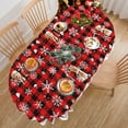 thumbnail image 2 of Oval Christmas Tablecloth 60x120 Inch, Winter Snowflake Christmas Plaid Tablecloth, Holiday Xmas Table Cover Decor, 2 of 6