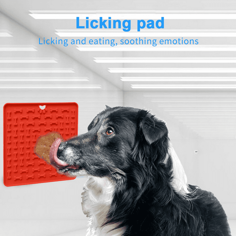 Licking Mat for Dog and Cat, Dog Lick Mat, Lick Pads for Dog Anxiety  Relief, Frozen Lick mat for Peanut Butter, Boredom and Slow Feeder,  Non-Slip Design - red 