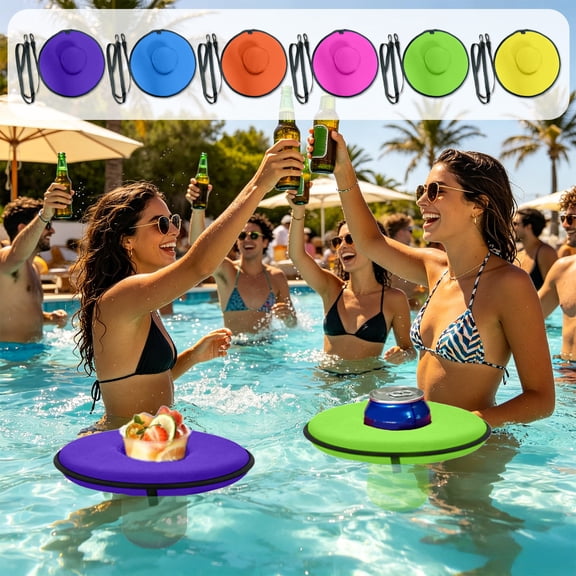 WWC Floating Drink Holder, Neoprene Buoyant Pool Drink Floats with Rope, Waterproof Cup Floats for Beach Outdoor Summer Party
