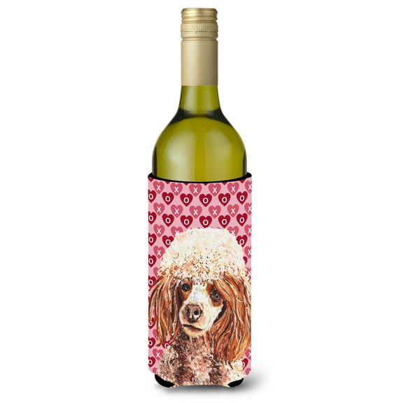 Red Miniature Poodle Hearts and Love Wine Bottle Hugger