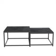 thumbnail image 6 of Wisfor Set of 2 Square Coffee Tables Living Room Nesting End Side Tables, Black Stoned Top, Metal Frame, 6 of 9
