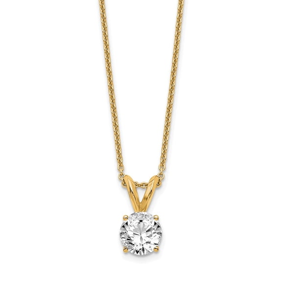 14K Yellow Gold necklace Diamond Lab Grown 1 2ct. Round SI1 SI2, G H I, Solitaire