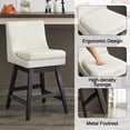 thumbnail image 3 of Swivel Bar Stools Set of 2, Modern 26" Upholstered Linen Fabric High Back Counter Stools with Nail Head Design and Wood Frame, Cream White, 3 of 6