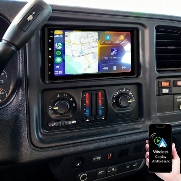 Eforcase Android Car Stereo for Chevy Tahoe 2003-2006 7 Inch Touch Screen Car Radio with Wireless Carplay Android Auto GPS Navigation Bluetooth FM WiFi HiFi Backup Camera MIC