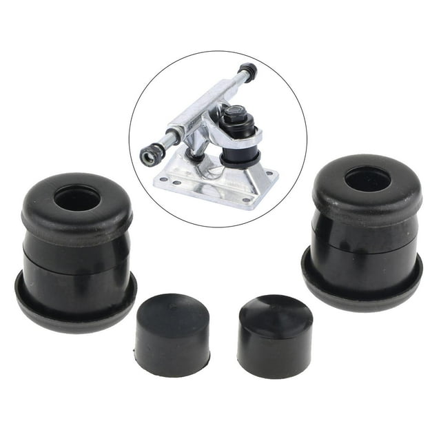 Paquete de 4 accesorios de de reemplazo de tabla larga de buje de camión de monopatín de PU suave Negro Negro Cola bujes del camión del monopatín