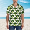 thumbnail image 4 of Balery Cute Broccoli Print Men's Hawaiian Shirts Short Sleeve Beach Shirt Relaxed Fit Vacation Button Down Shirts-3X-Large, 4 of 9