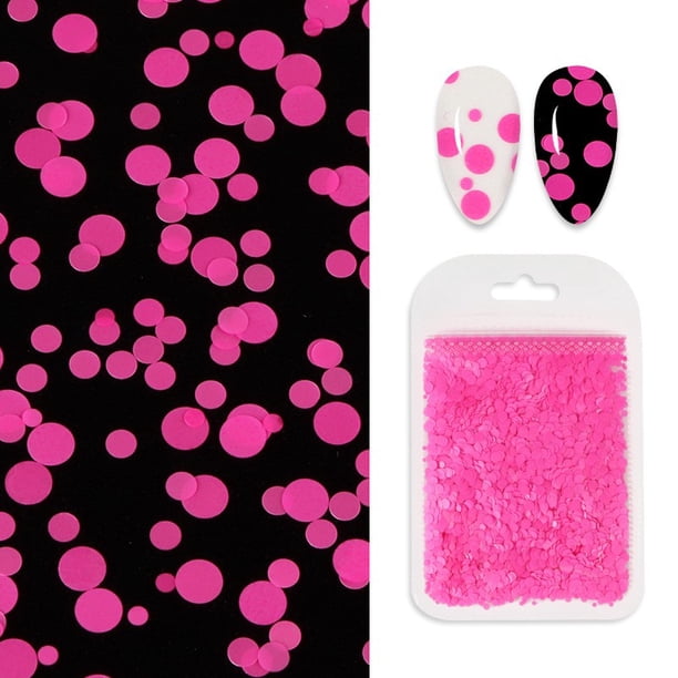 Lentejuelas redondas fluorescentes para uñas, rellenos de bricolaje, lentejuelas para uñas