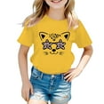 thumbnail image 1 of LUOGENLI T-Shirt pour Filles Enfant Filles Mignon Graphique Col Rond Manche Courte Tee Été Décontracté T-Shirt Chandails pour Filles Tendance Été Longueur Genou Jaune 11-12 Ans, 1 of 5