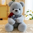 thumbnail image 1 of Oso de peluche con rosa, muñeco de peluche, regalo del día de San Valentín para niñas, amantes de las novias, 9 pulgadas (gris) JM, 1 of 3